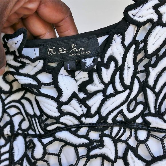 Yu Lin Xuan BnW Floral Lace High Low Dress size L - Picture 11 of 15
